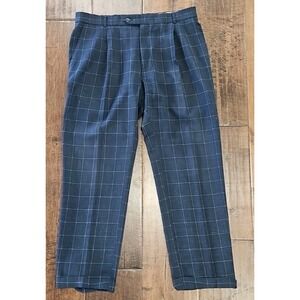Vintage Ballin 36×38 Blue Striped Pleated Cuffed Comfort EZE Dress Pants